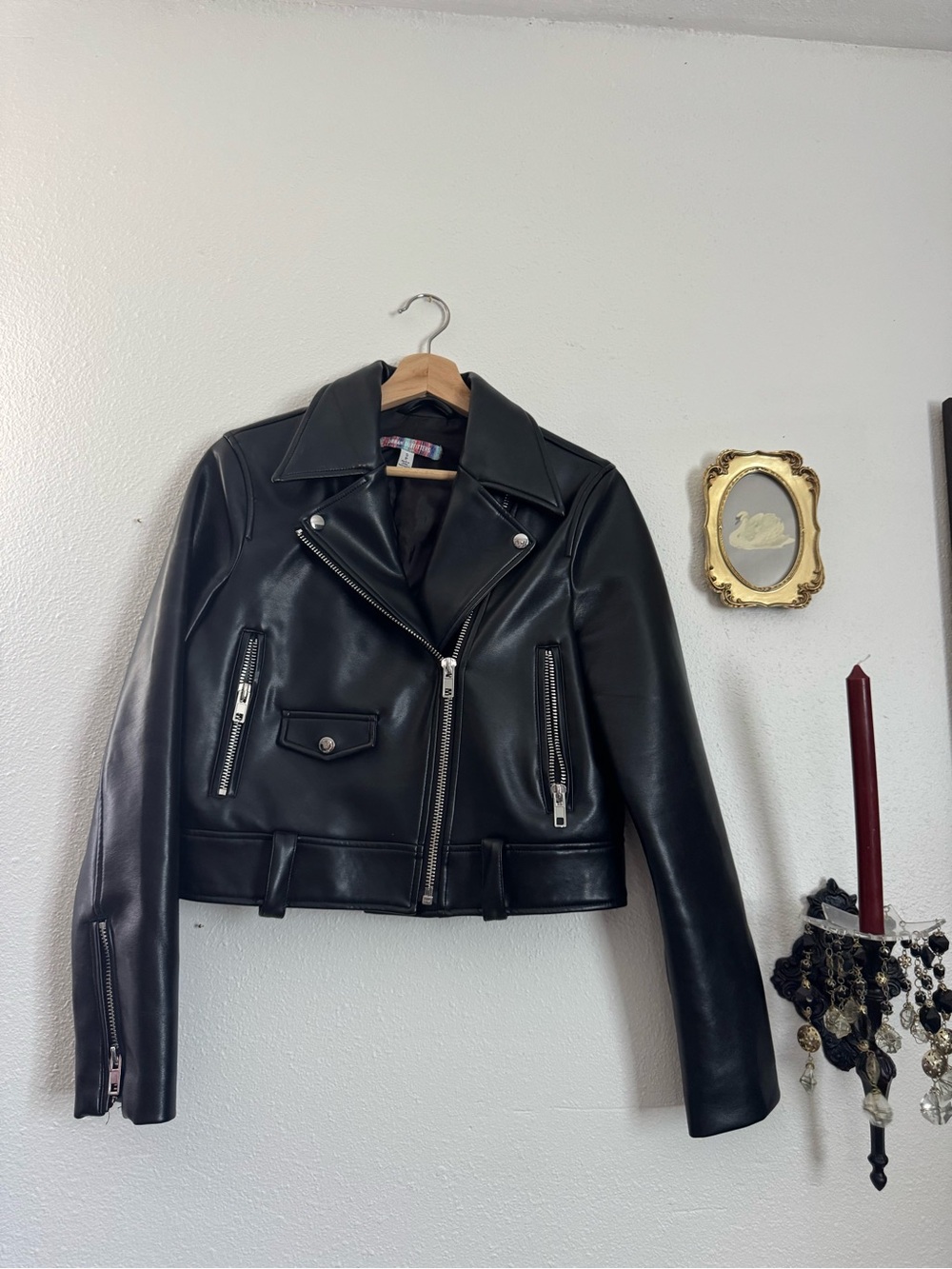 Urban Outfitters Black Faux Leather Moto Jacket - Women's Classic Biker